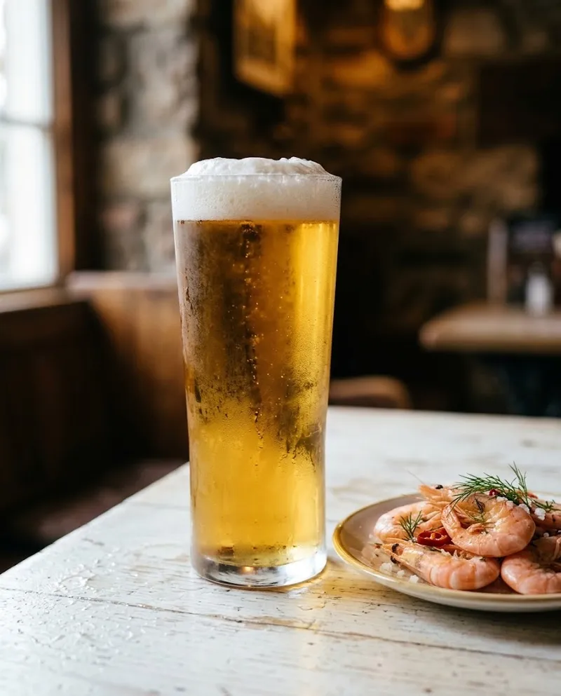 Um copo de cerveja de pressão na mesa