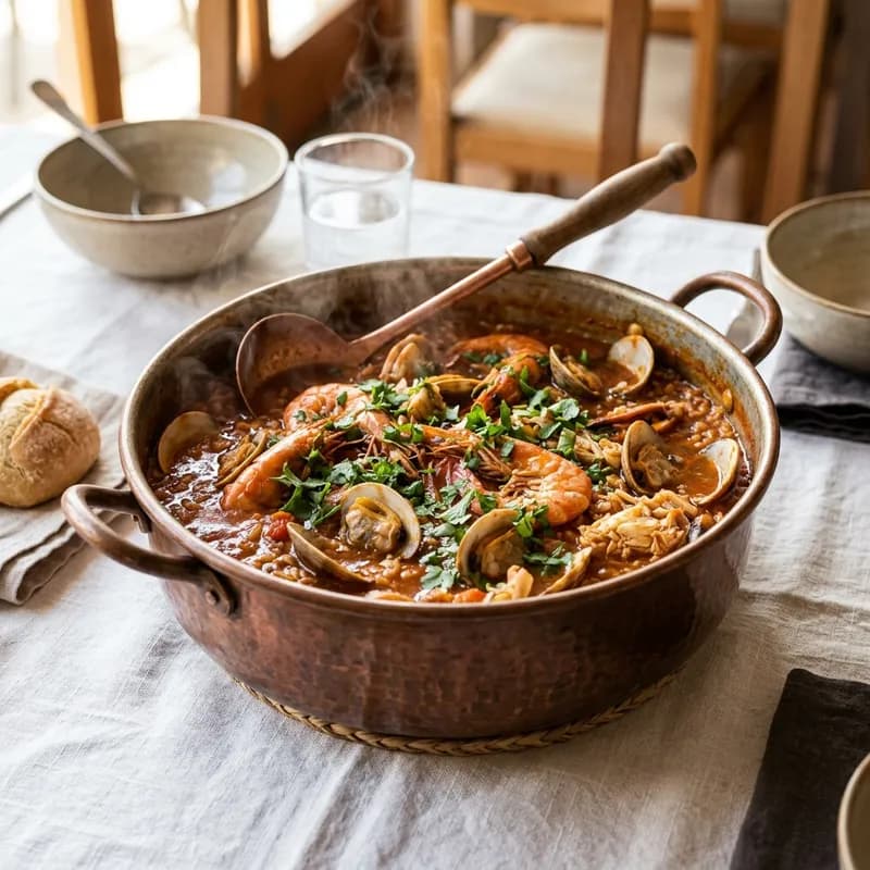 Tacho de arroz de marisco